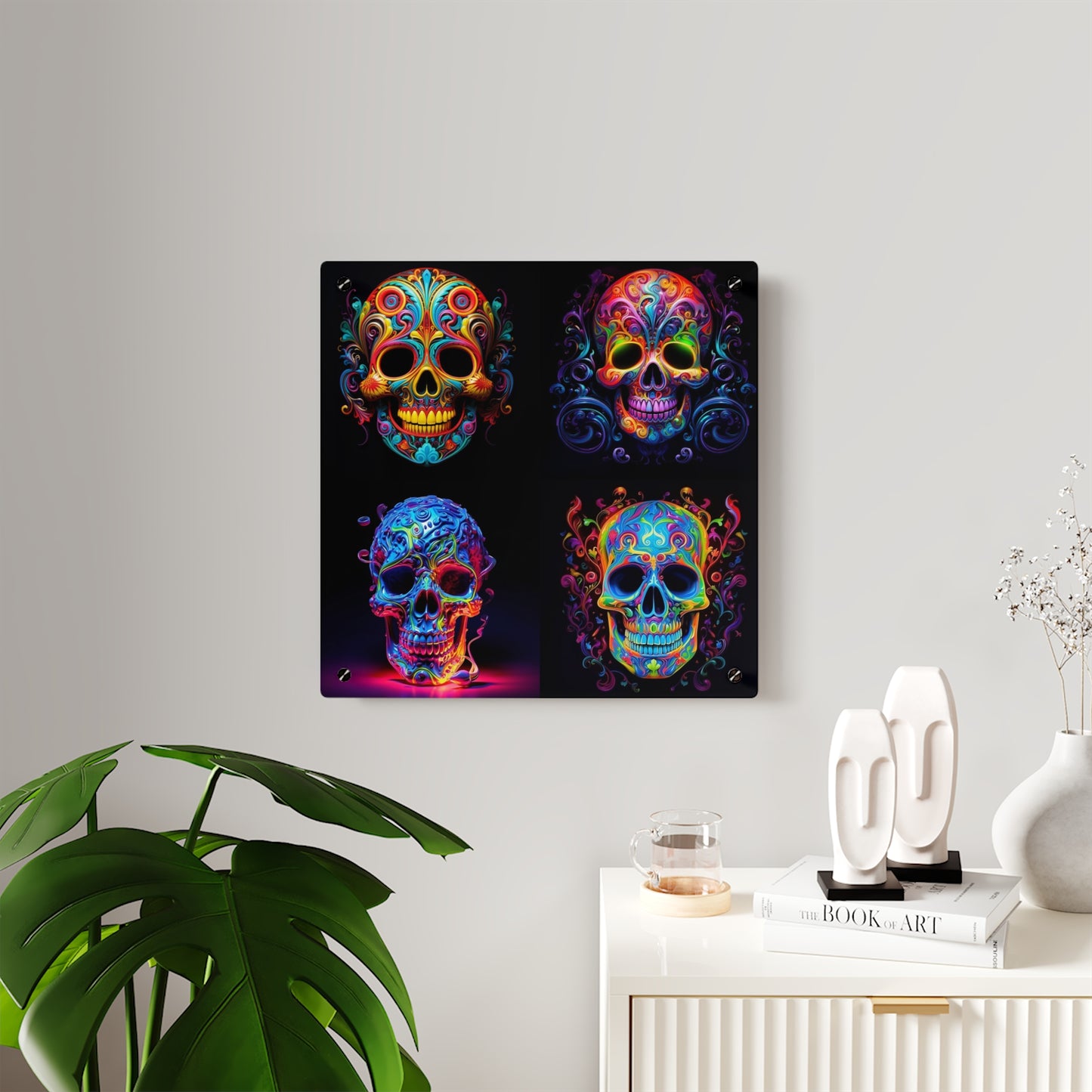 Acrylic Wall Art Panels Macro Skull Color 5