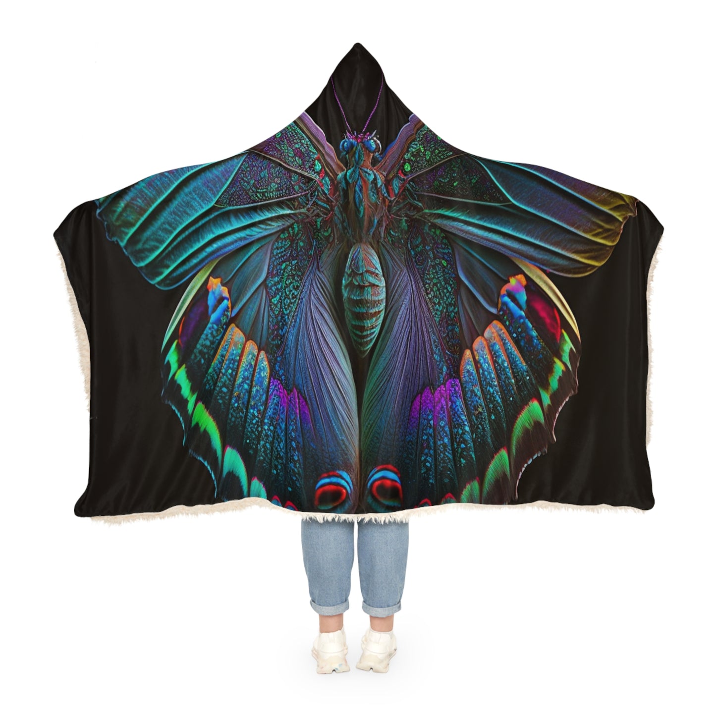 Snuggle Hooded Blanket Hue Neon Butterfly 4