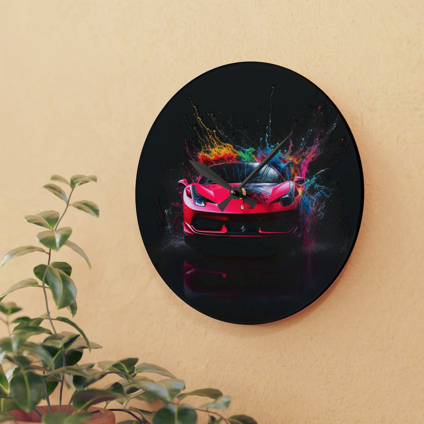 Acrylic Wall Clock Ferrari Water Splash 2