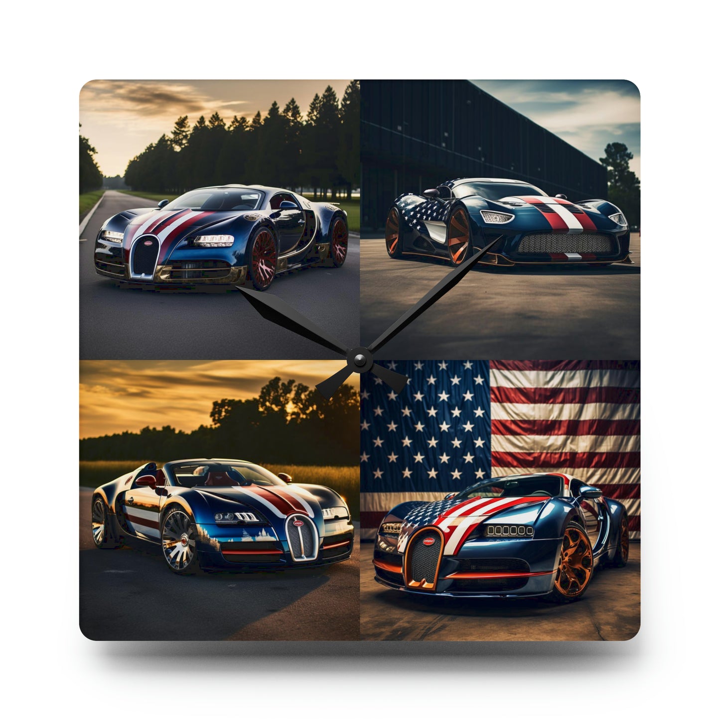 Acrylic Wall Clock Bugatti Flag American 5