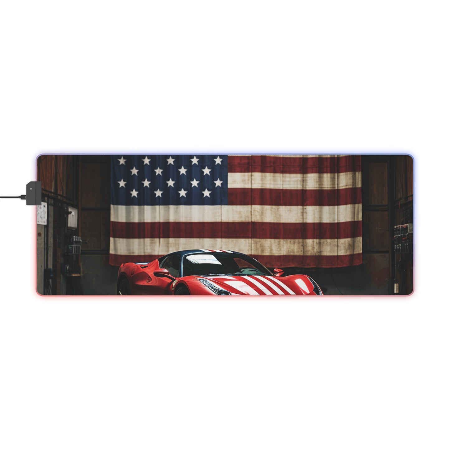 LED Gaming Mouse Pad American Flag Farrari 4