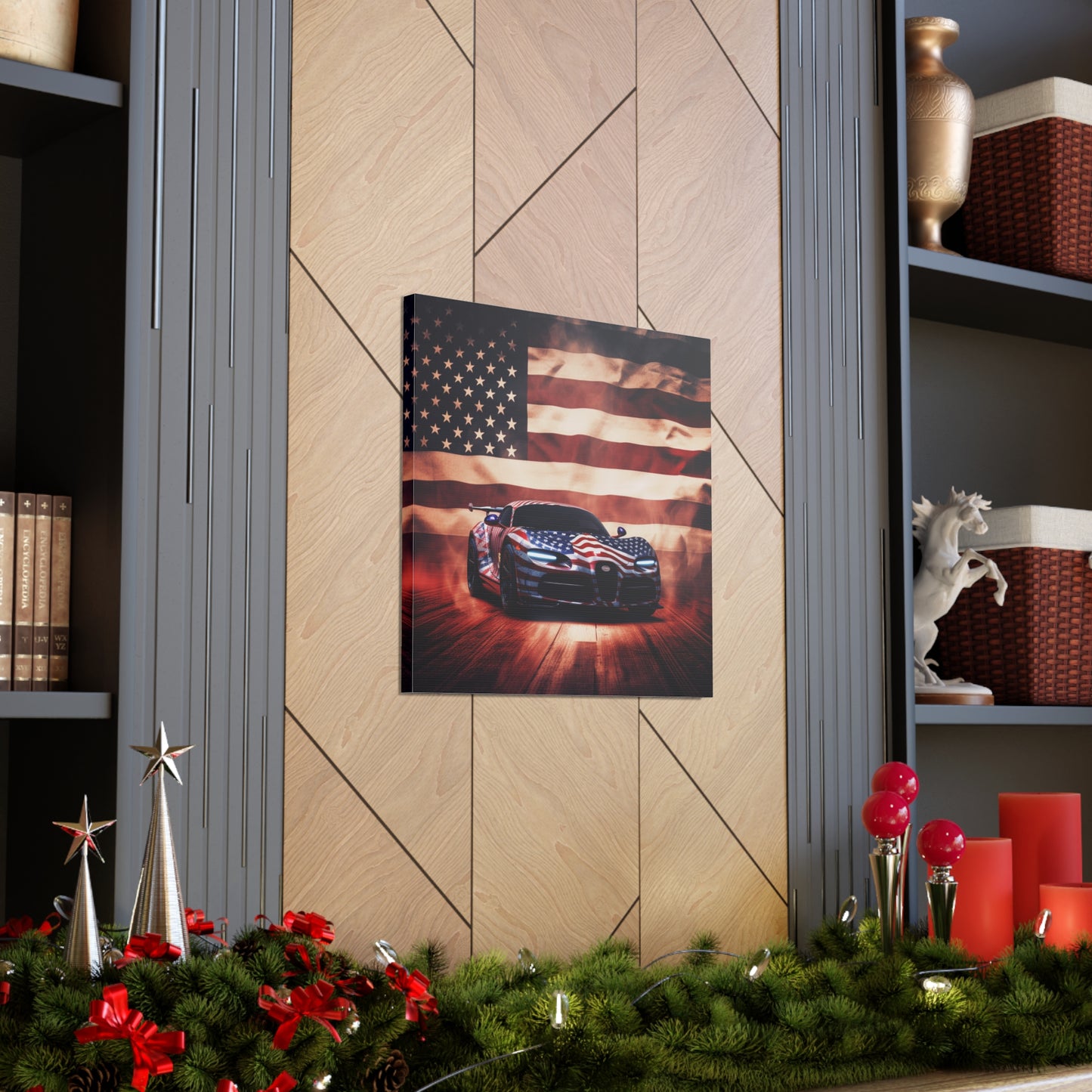 Canvas Gallery Wraps Abstract American Flag Background Bugatti 2