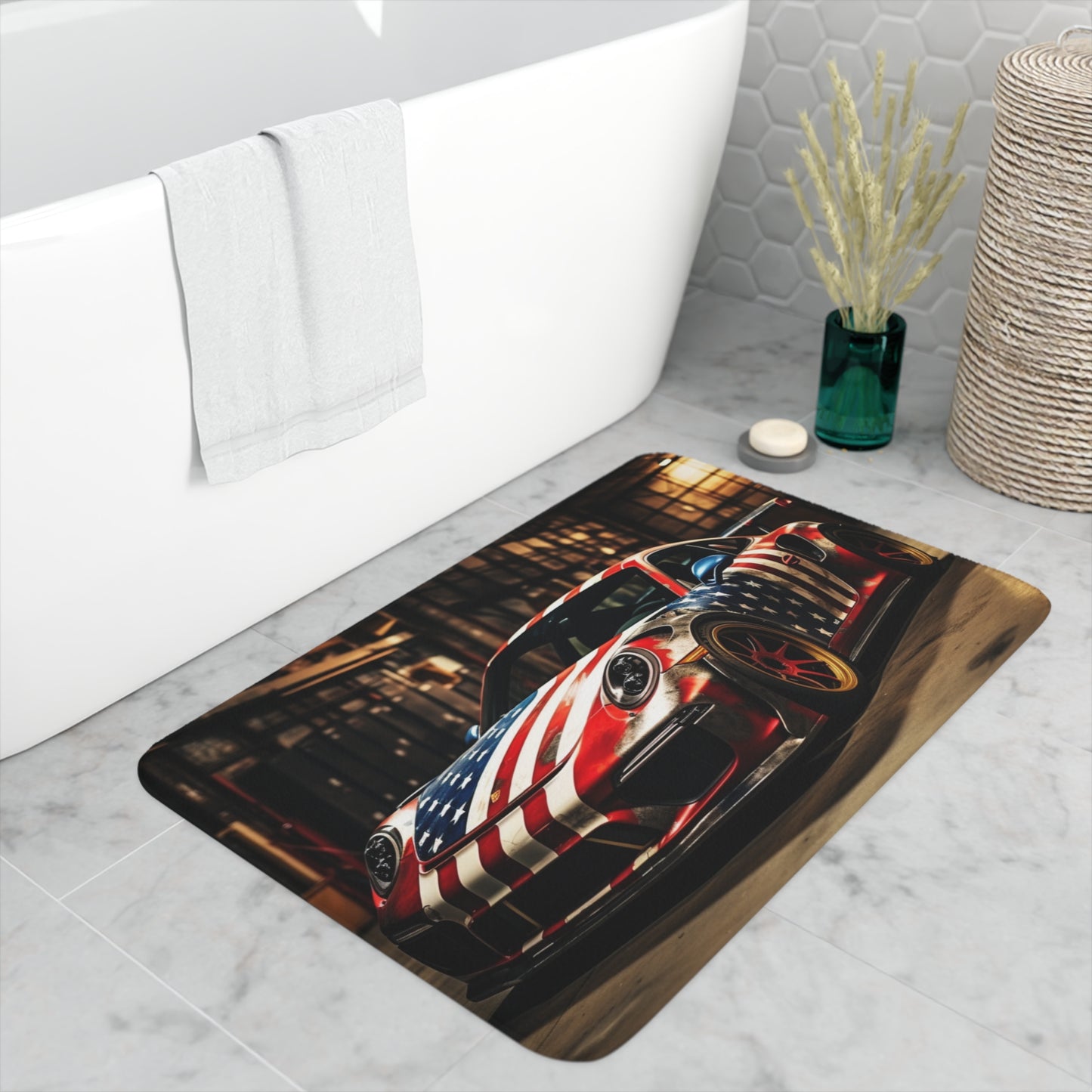 Memory Foam Bath Mat American Flag Porsche 4