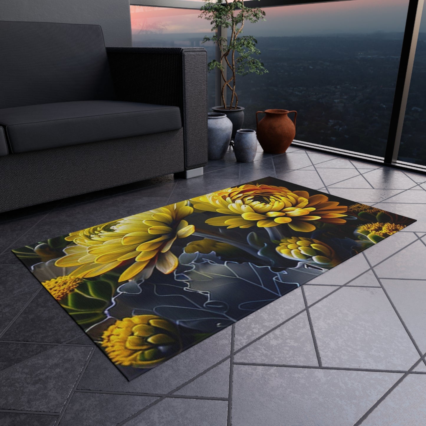 Outdoor Rug  Yellow Hermosas Flores Amarillas 1