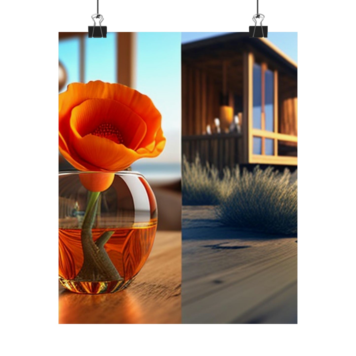 Premium Matte Vertical Posters Poppy in a Glass Vase 3