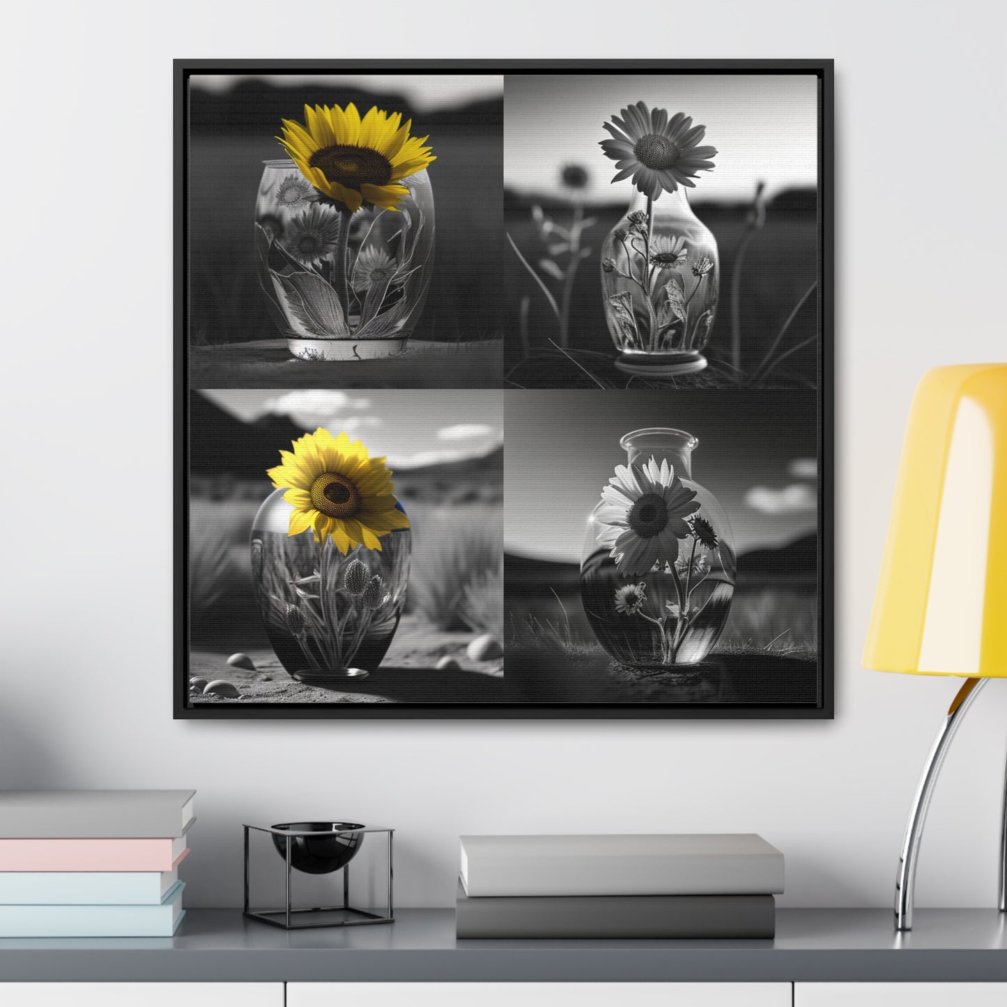 Gallery Canvas Wraps, Square Frame Yellw Sunflower in a vase 5