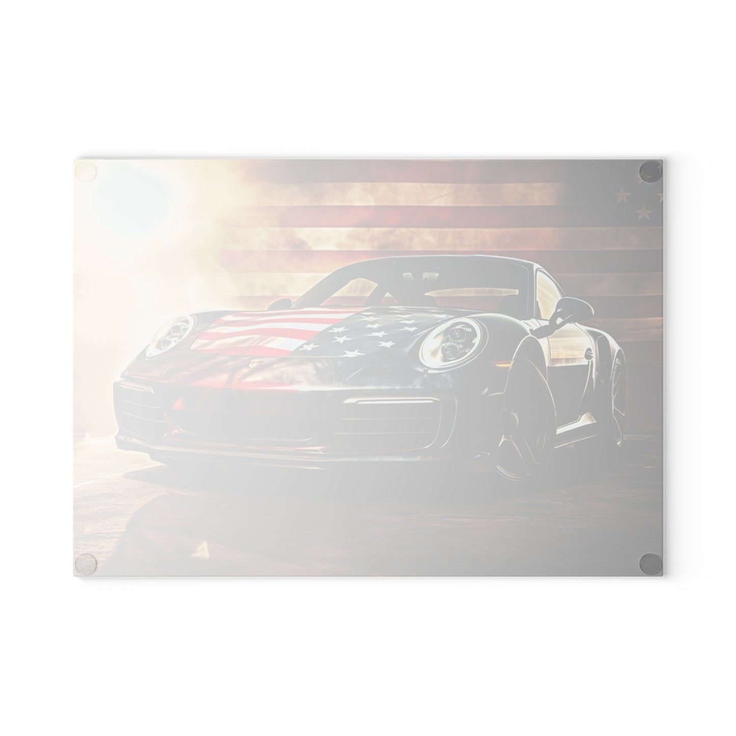 Glass Cutting Board Abstract American Flag Background Porsche 1