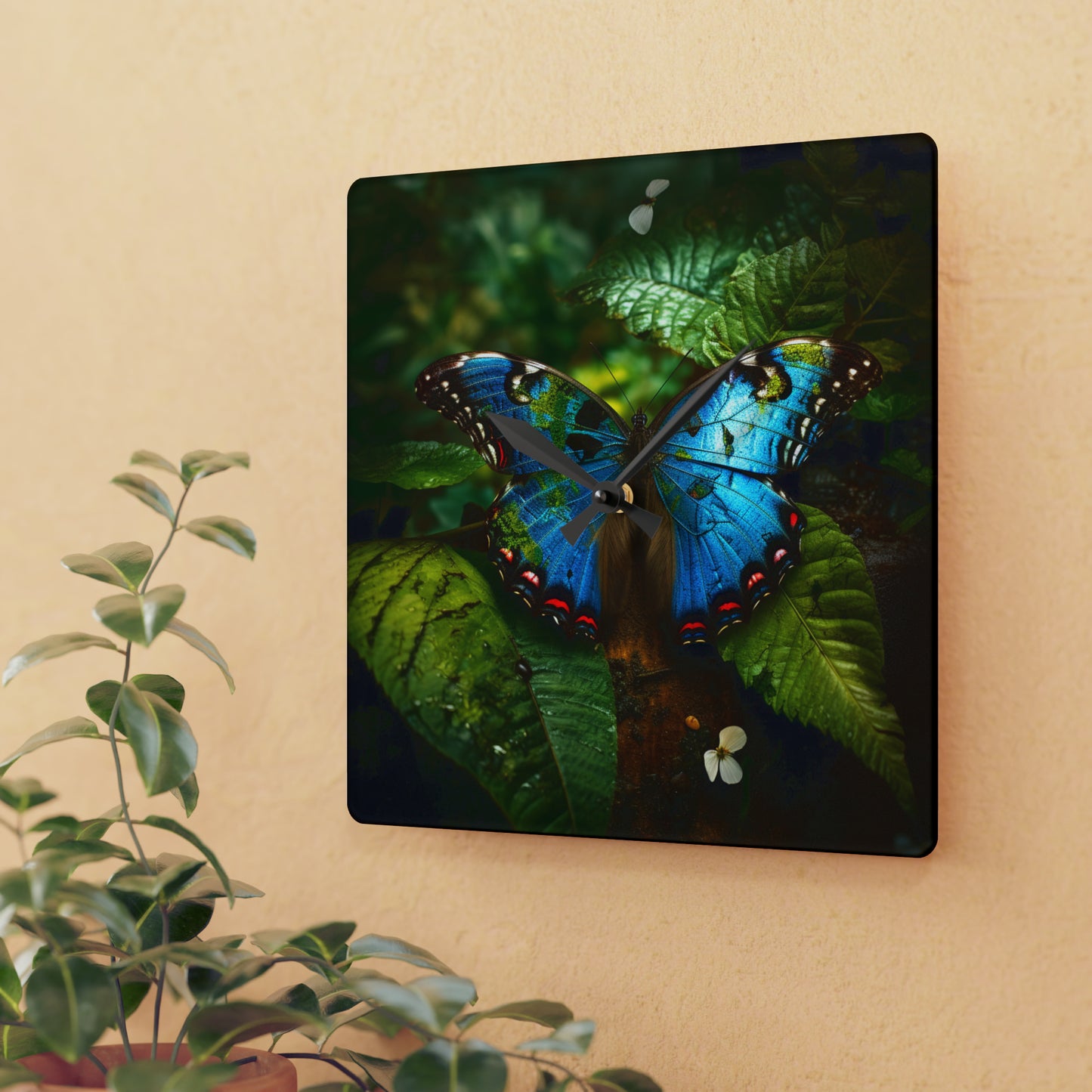 Acrylic Wall Clock Jungle Butterfly 2