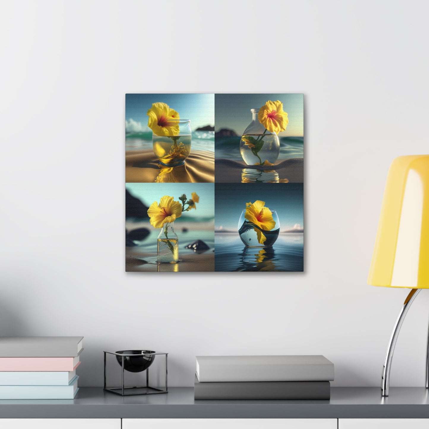 Canvas Gallery Wraps Yellow Hibiscus glass 5