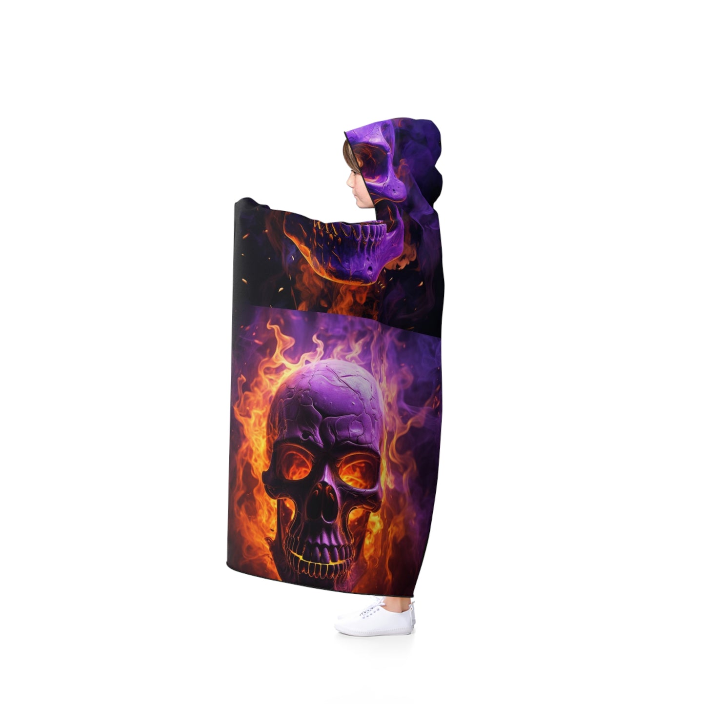 Hooded Blanket Skull Flames 5