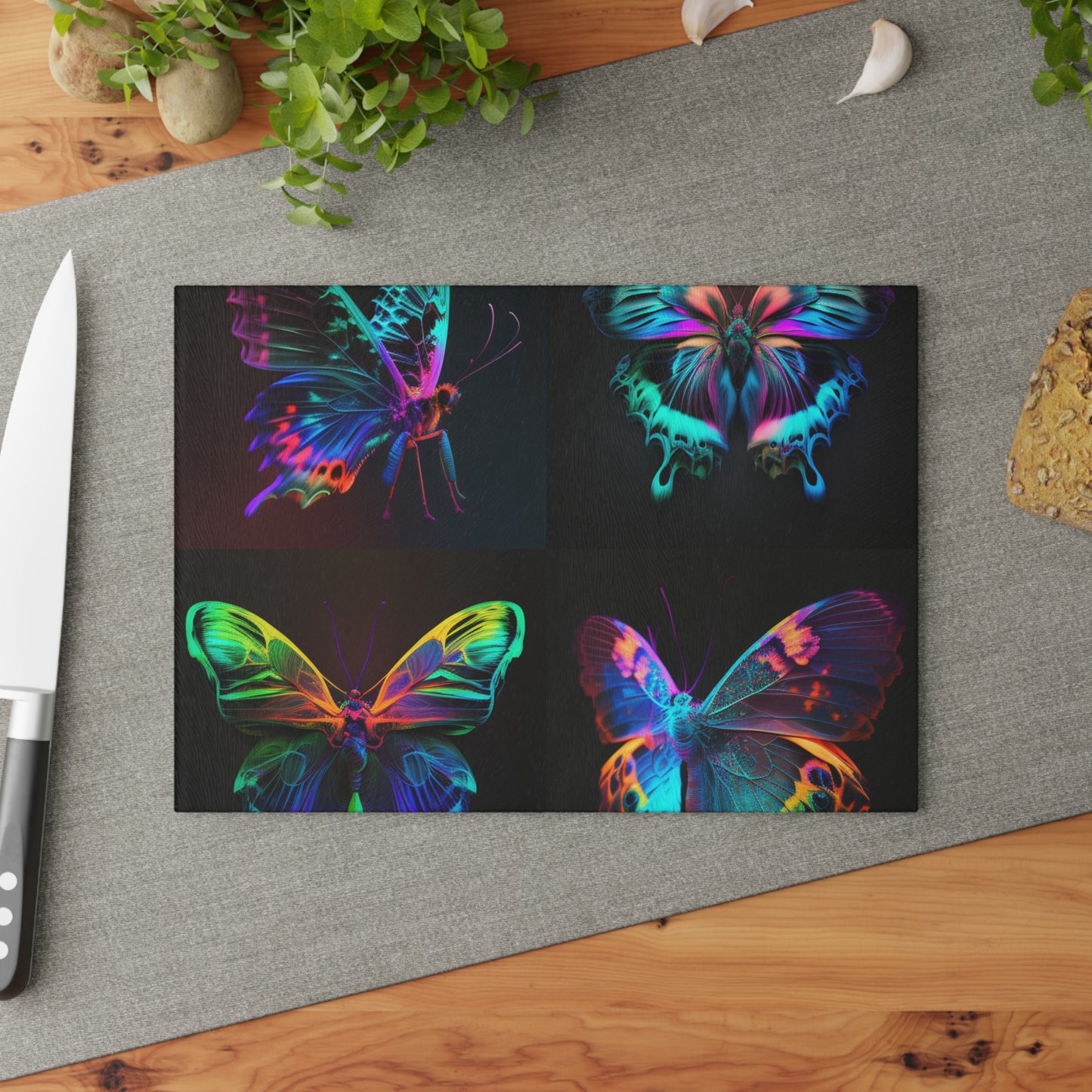 Glass Cutting Board Raw Hyper Color Butterfly 5