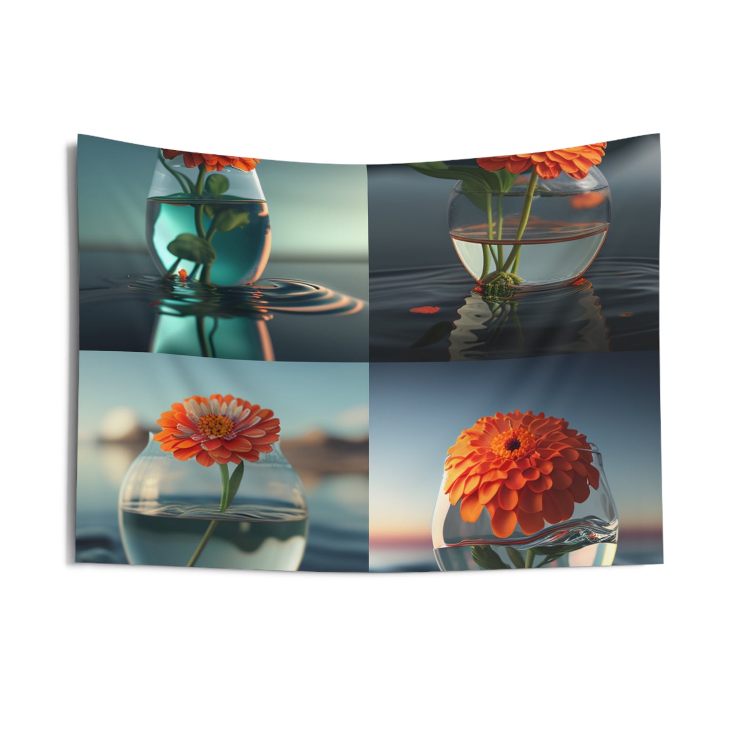 Indoor Wall Tapestries Orange Zinnia 5