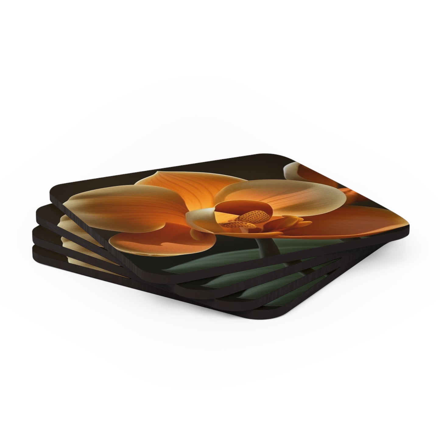 Corkwood Coaster Set Orange Orchid 4