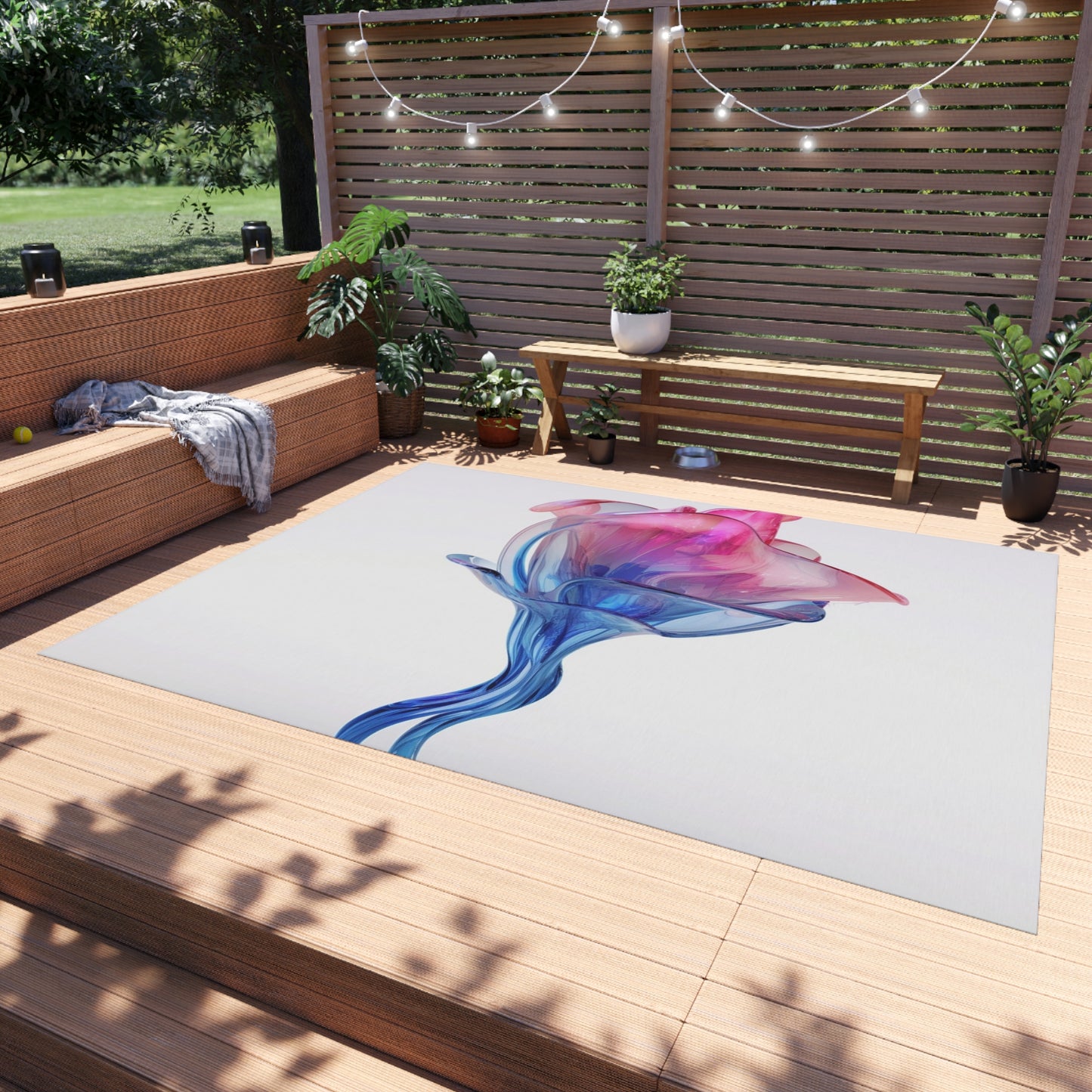 Outdoor Rug  Pink & Blue Tulip Rose 4