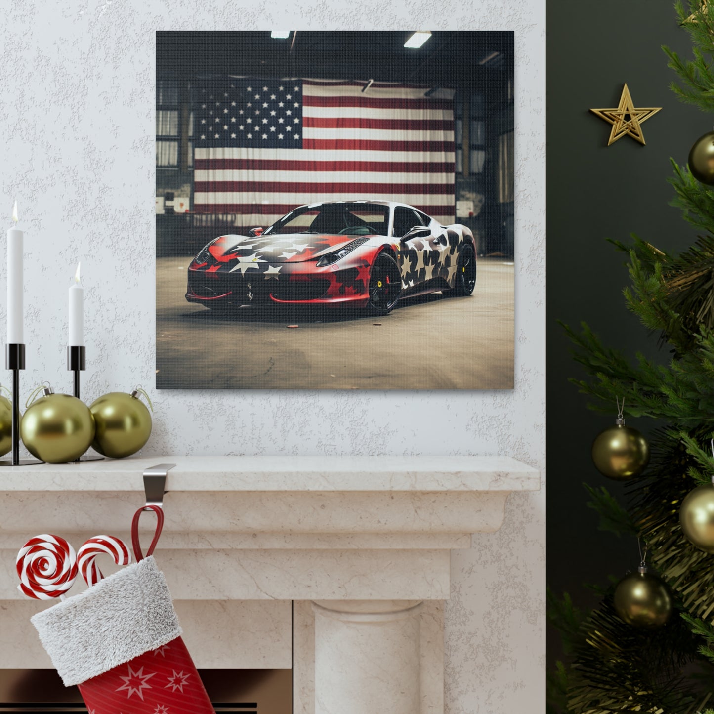 Canvas Gallery Wraps American Flag Farrari 1