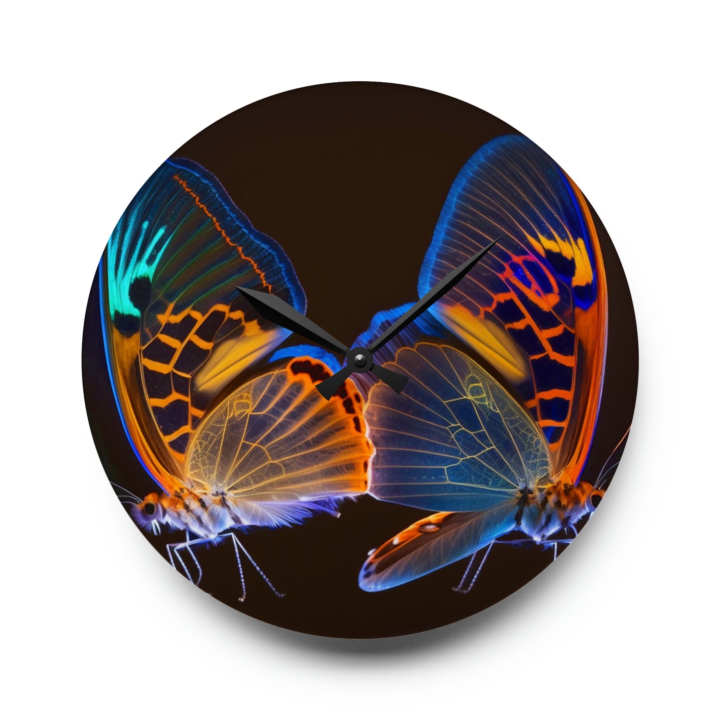 Acrylic Wall Clock Neon Glo Butterfly 2