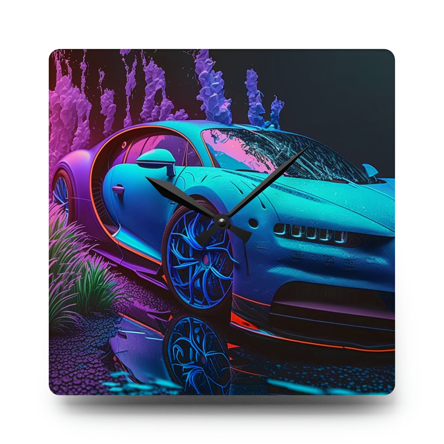 Acrylic Wall Clock Bugatti Neon Chiron 2