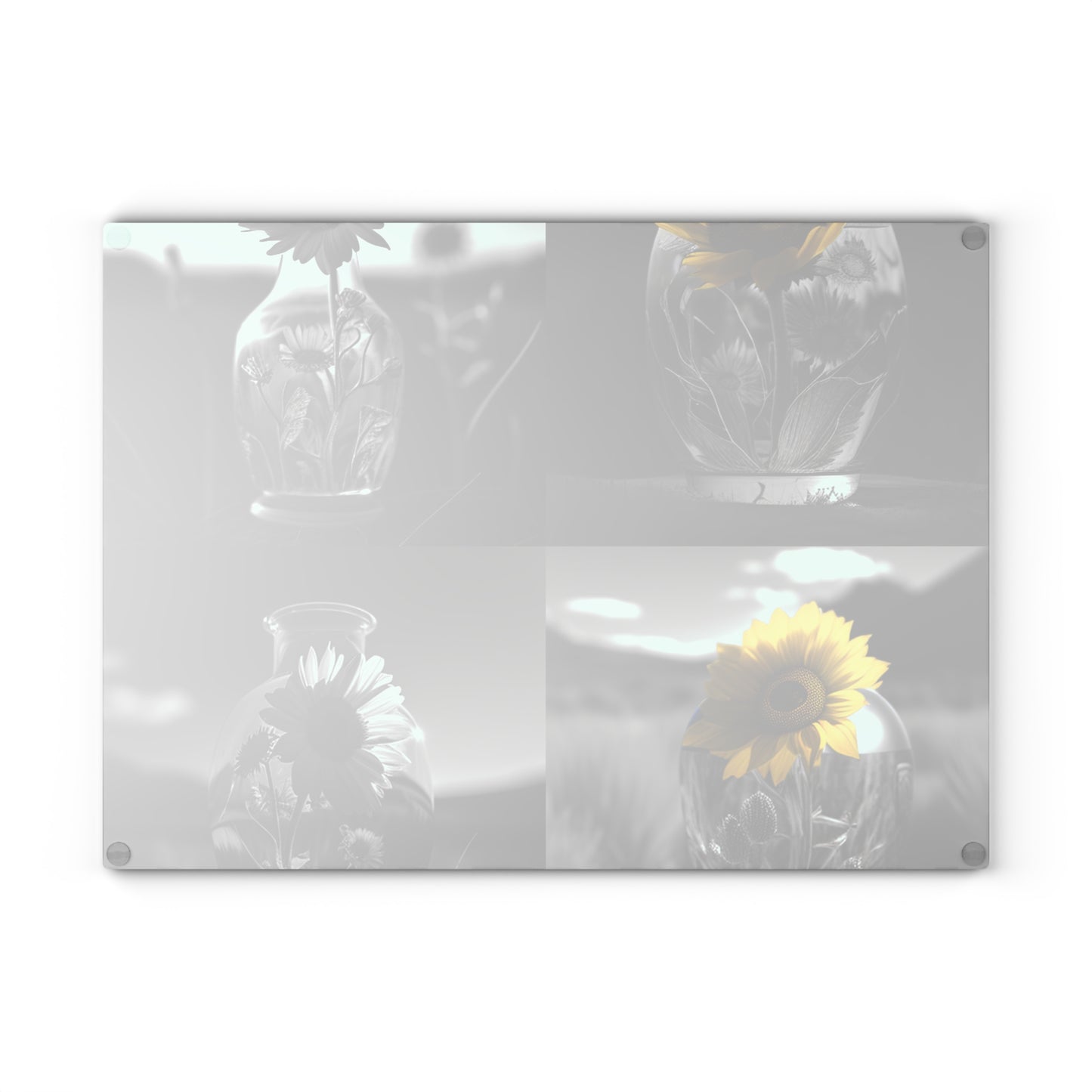 Glass Cutting Board Yellw Sunflower in a vase 5