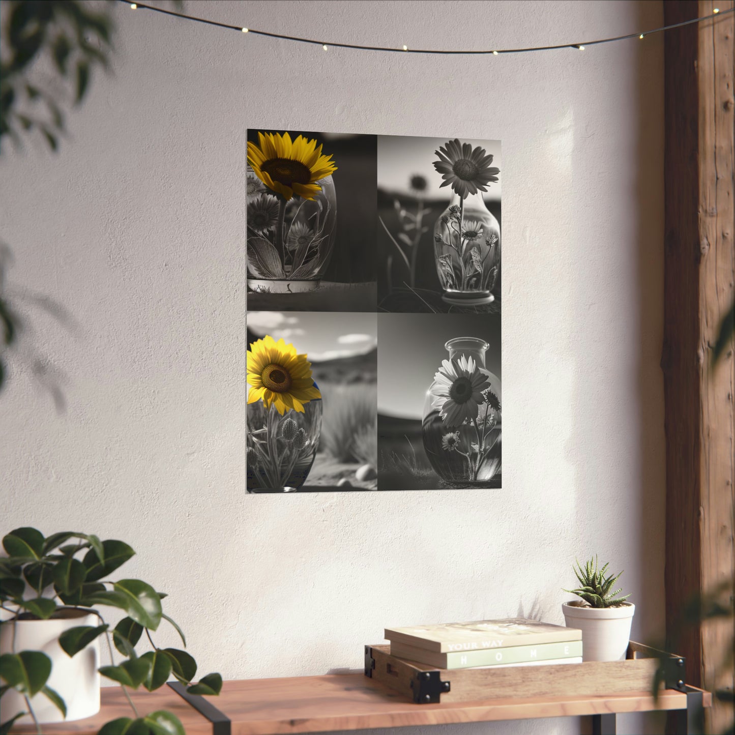 Premium Matte Vertical Posters Yellw Sunflower in a vase 5