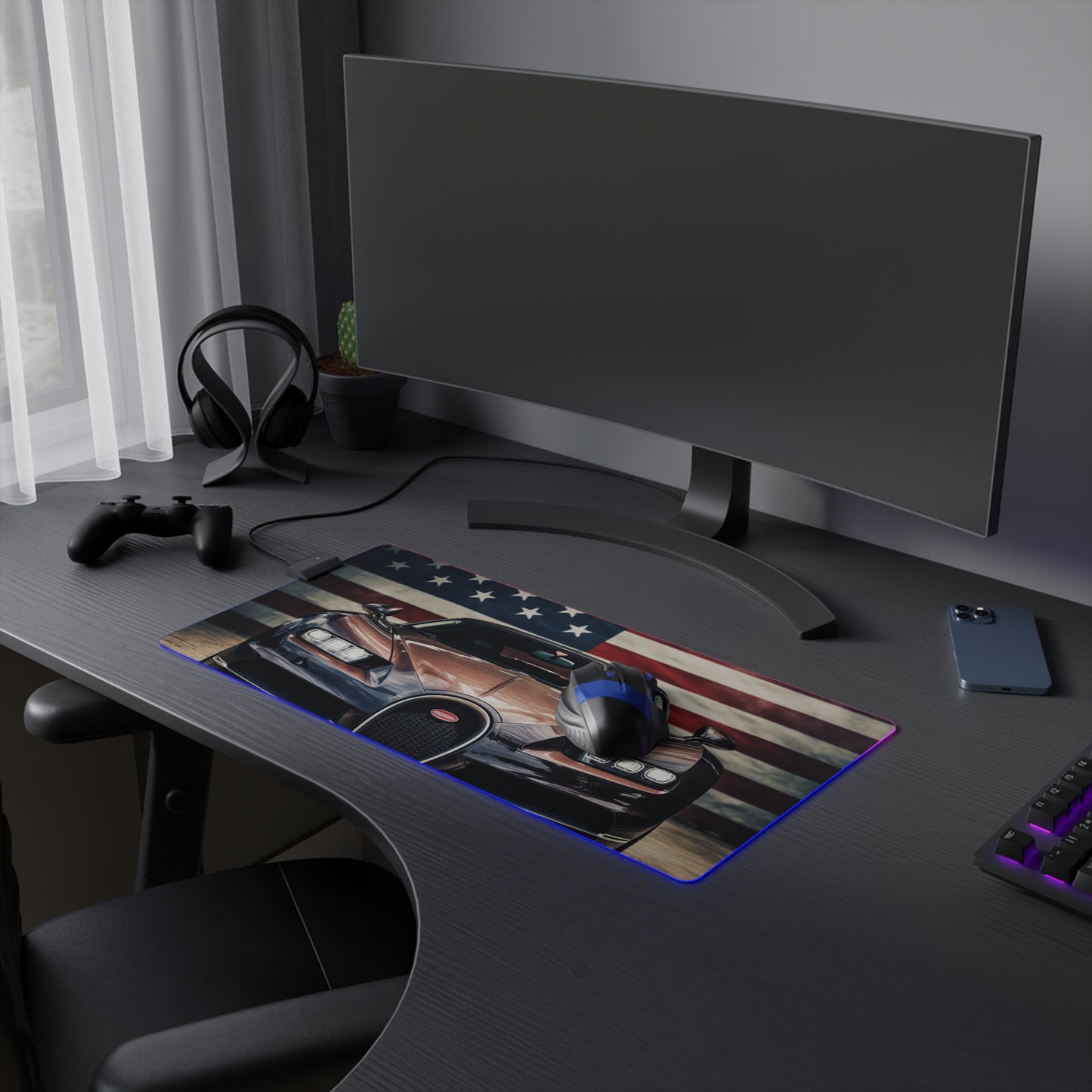 LED Gaming Mouse Pad Bugatti Flag 4