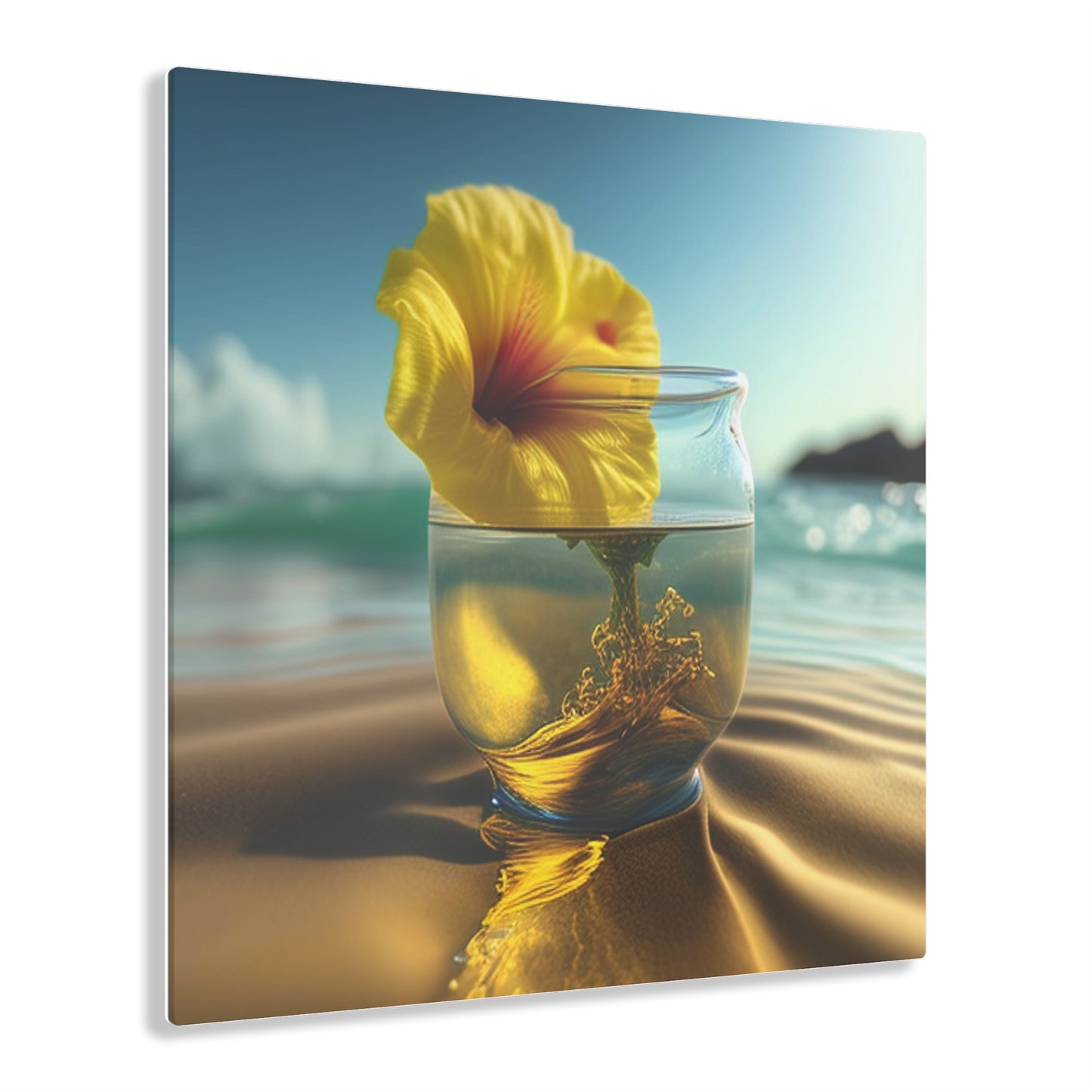 Acrylic Prints Yellow Hibiscus glass 1