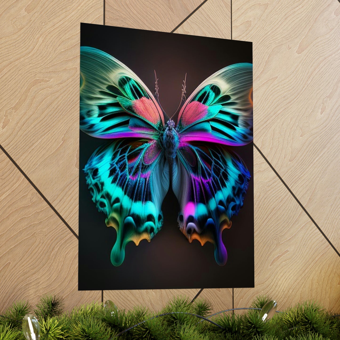 Premium Matte Vertical Posters Neon Butterfly Fusion 1