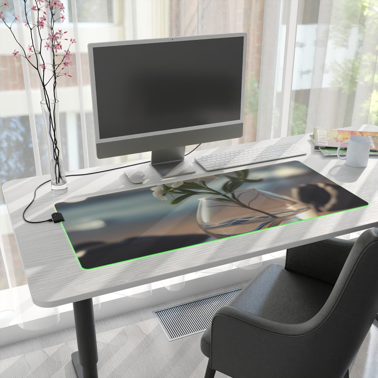 LED Gaming Mouse Pad Jasmine glass vase 3