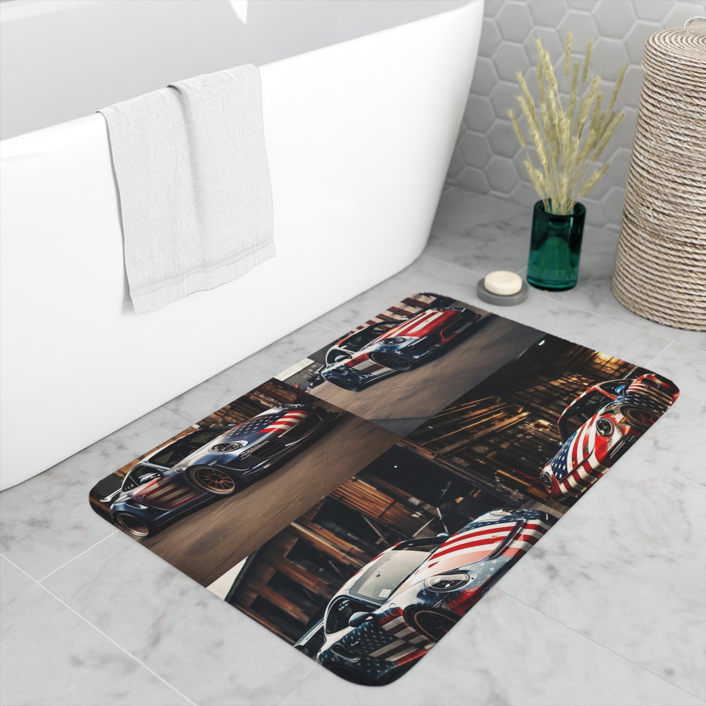 Memory Foam Bath Mat American Flag Porsche 5