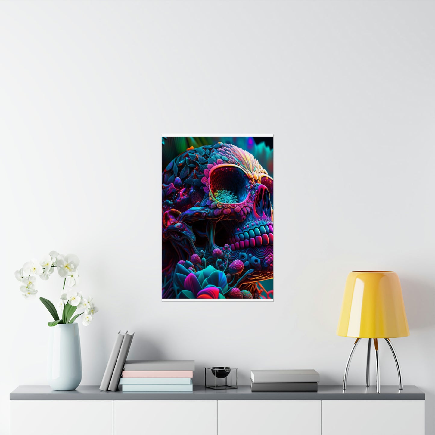 Premium Matte Vertical Posters Florescent Skull Death 3