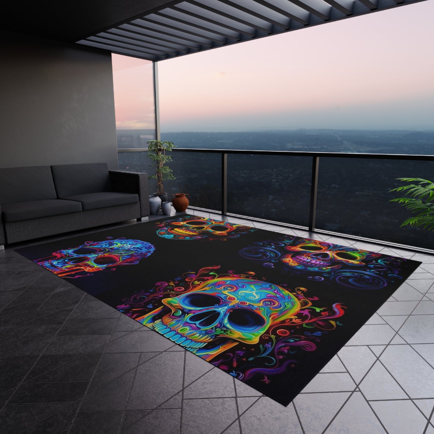 Outdoor Rug  Macro Skull Color 5