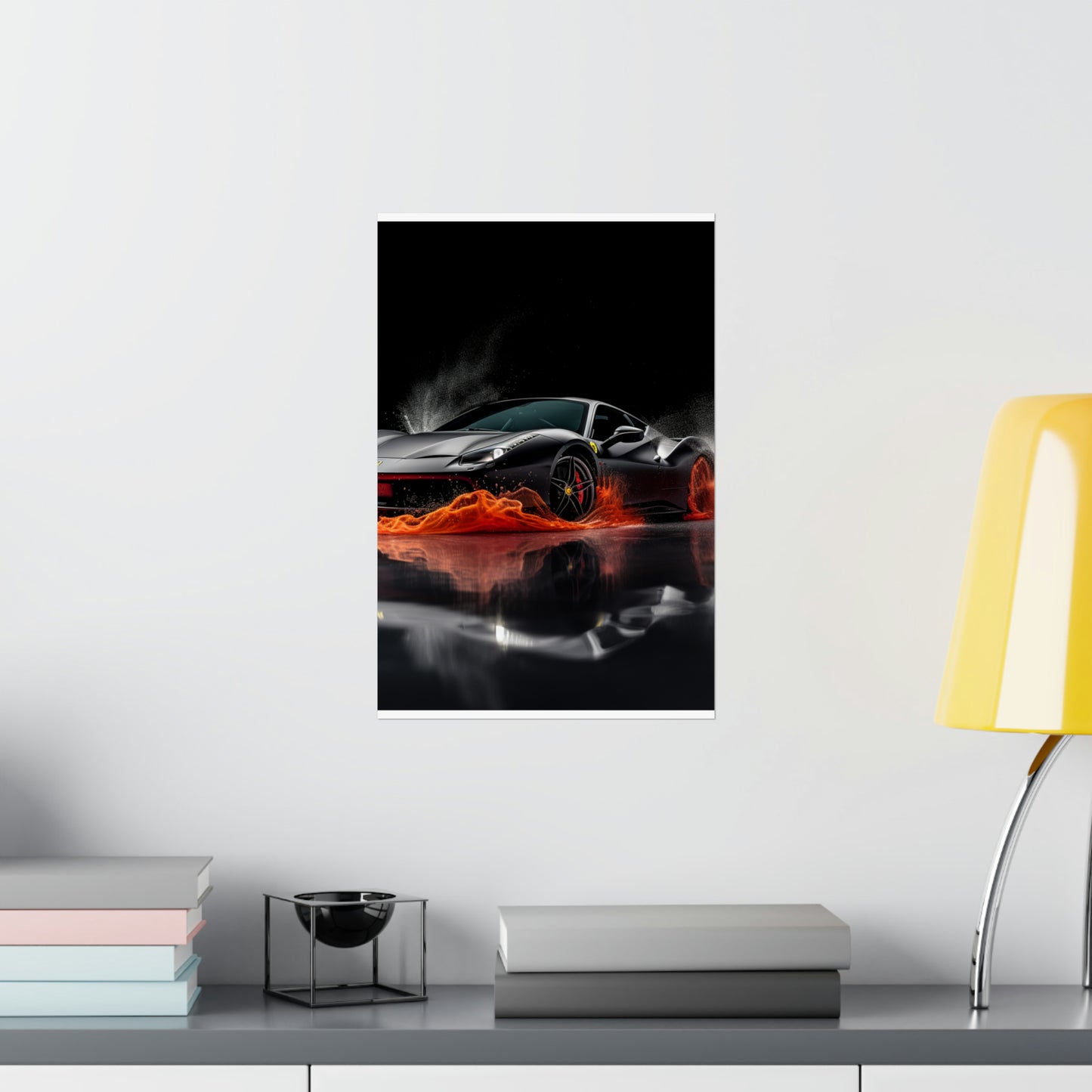 Premium Matte Vertical Posters Ferrari Water Splash 3