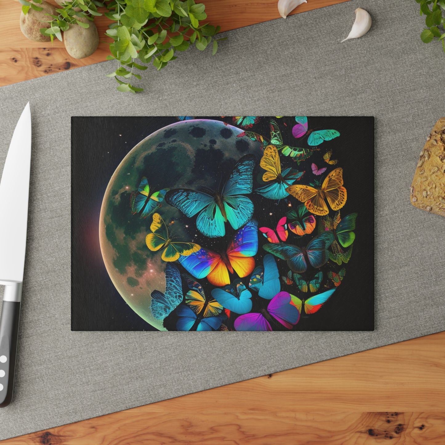 Glass Cutting Board Moon Butterfly 2