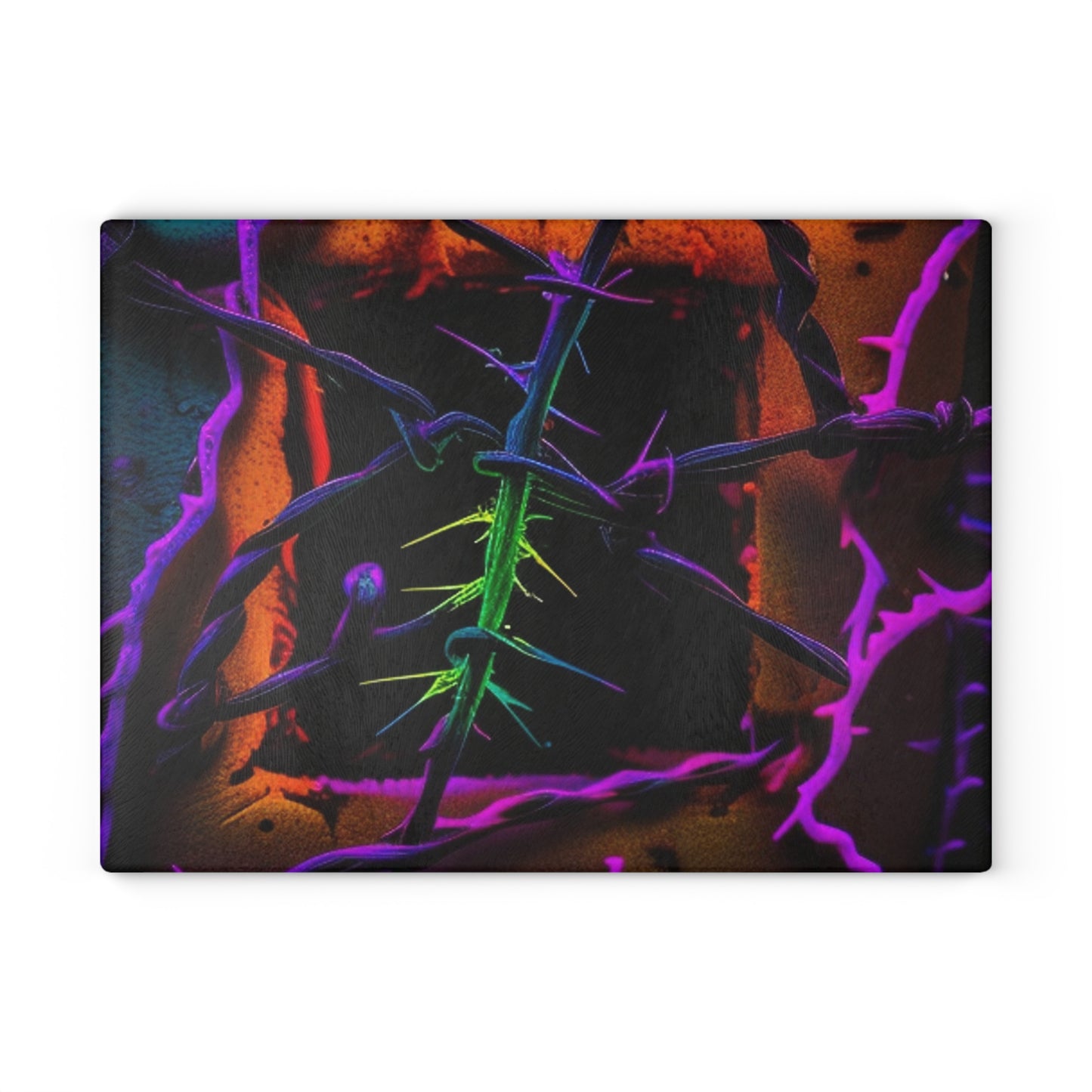 Glass Cutting Board Macro Neon Barbs 1