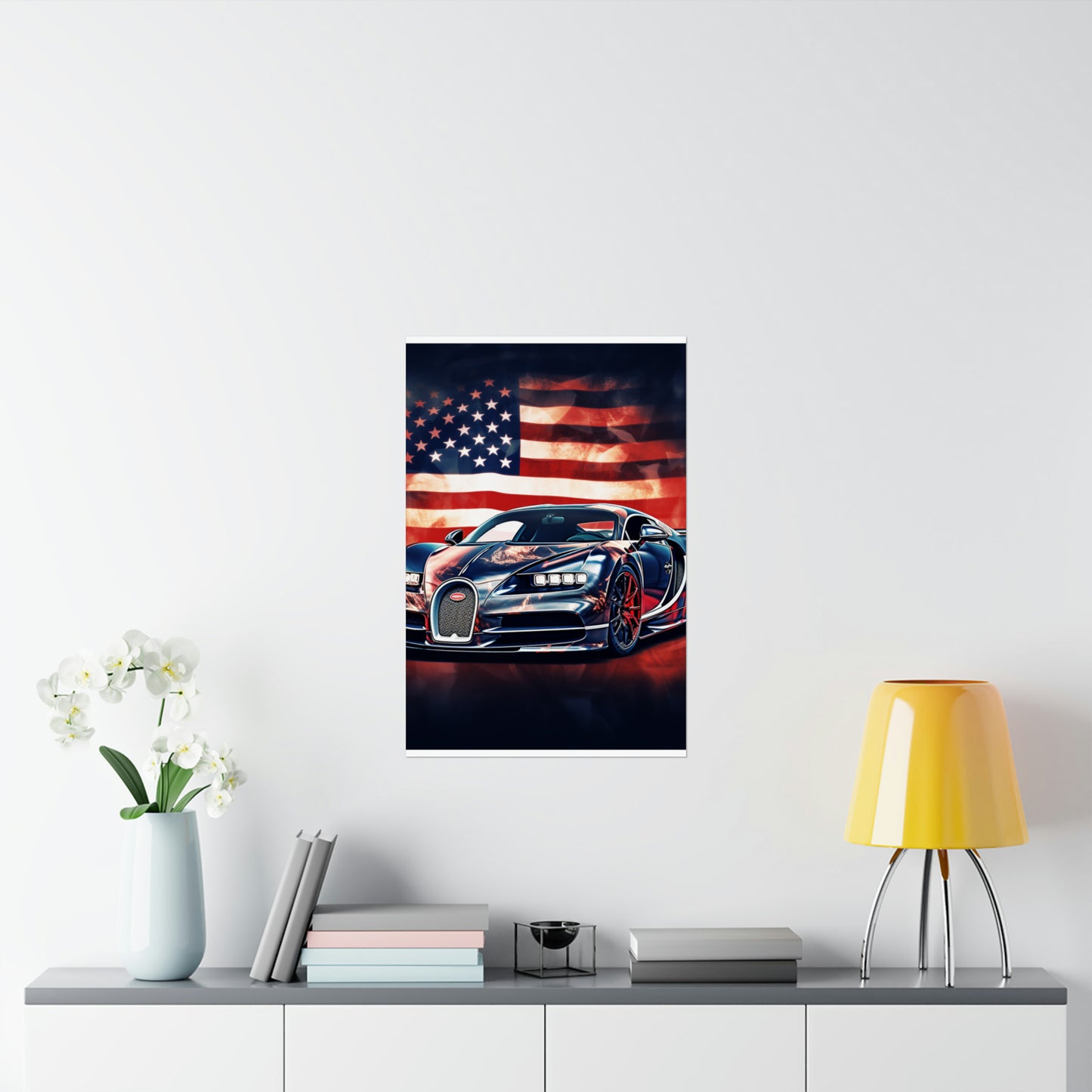 Premium Matte Vertical Posters Abstract American Flag Background Bugatti 4