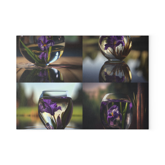 Glass Cutting Board Purple Iris in a vase 5