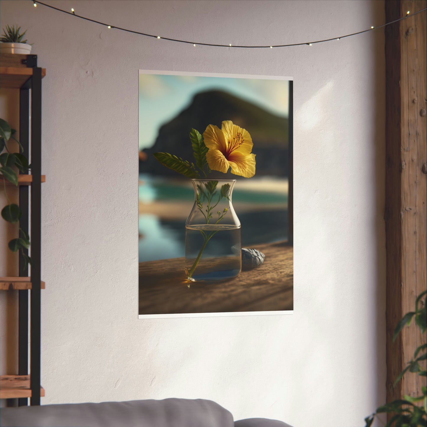 Premium Matte Vertical Posters Yellow Hibiscus Wood 4