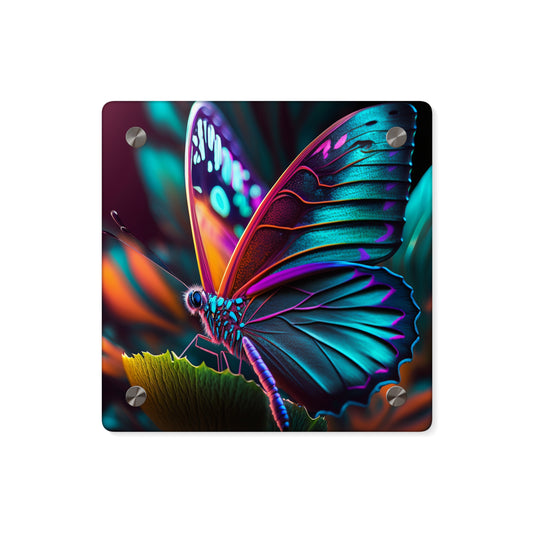 Acrylic Wall Art Panels Neon Butterfly Macro 1