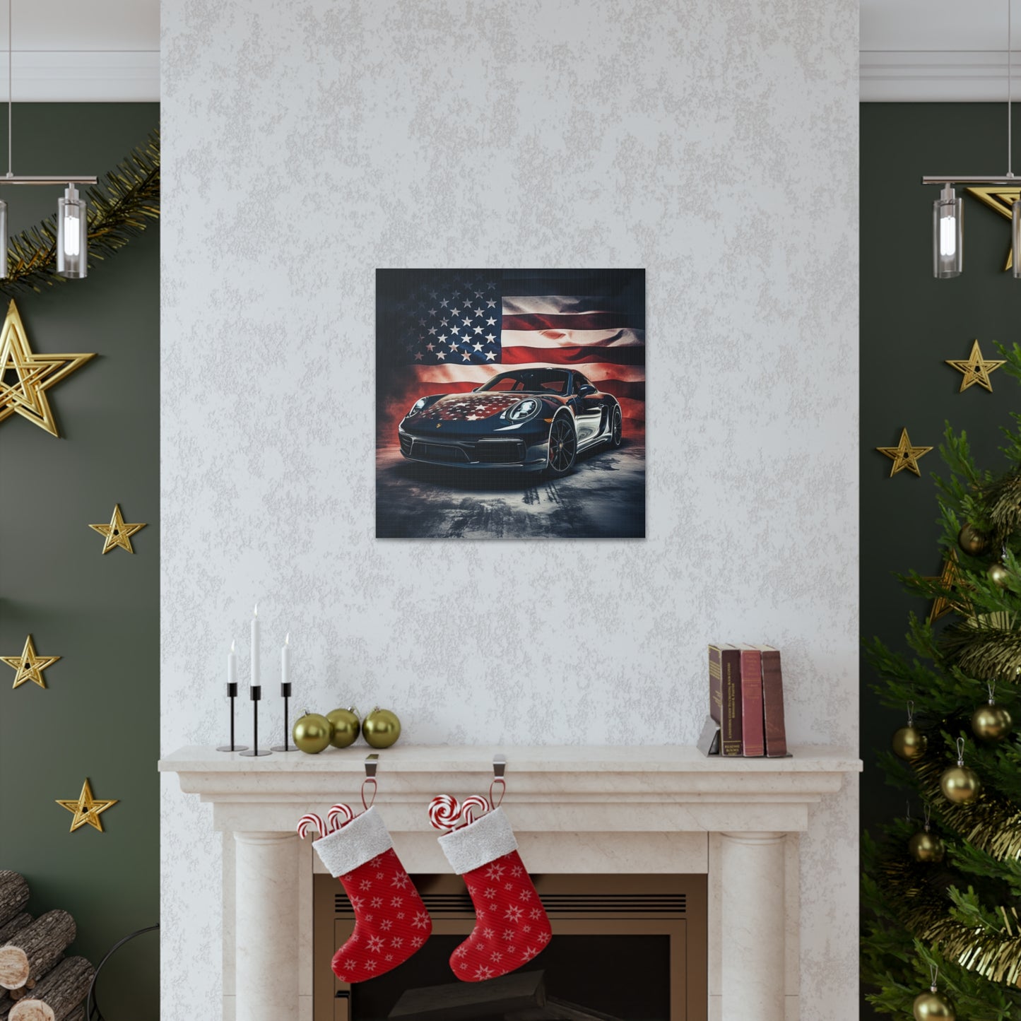 Canvas Gallery Wraps Abstract American Flag Background Porsche 2