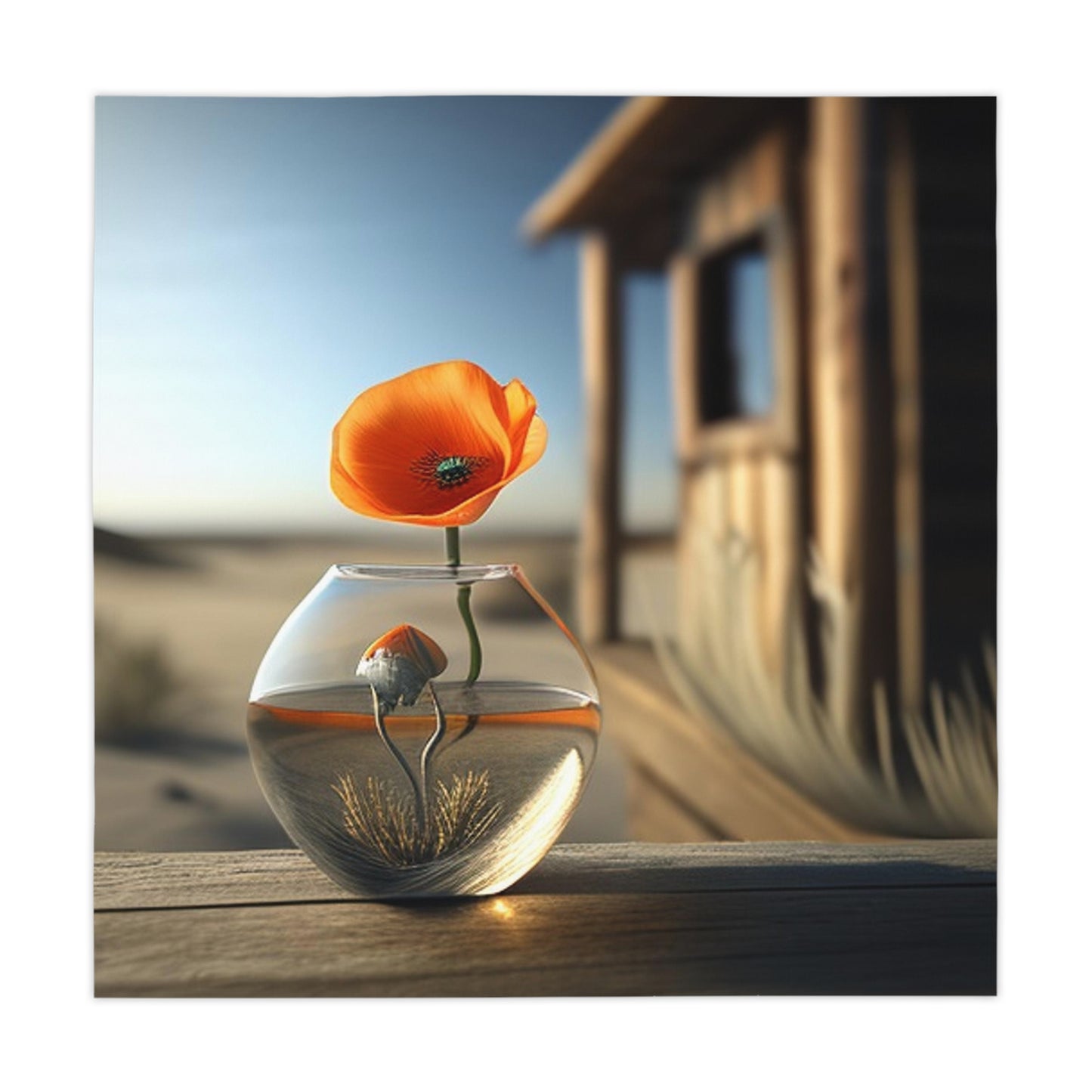 Tablecloth Orange Poppy in a Vase 1