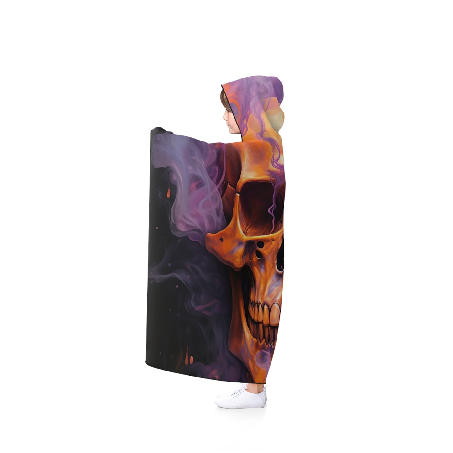 Hooded Blanket Skull Flames 4