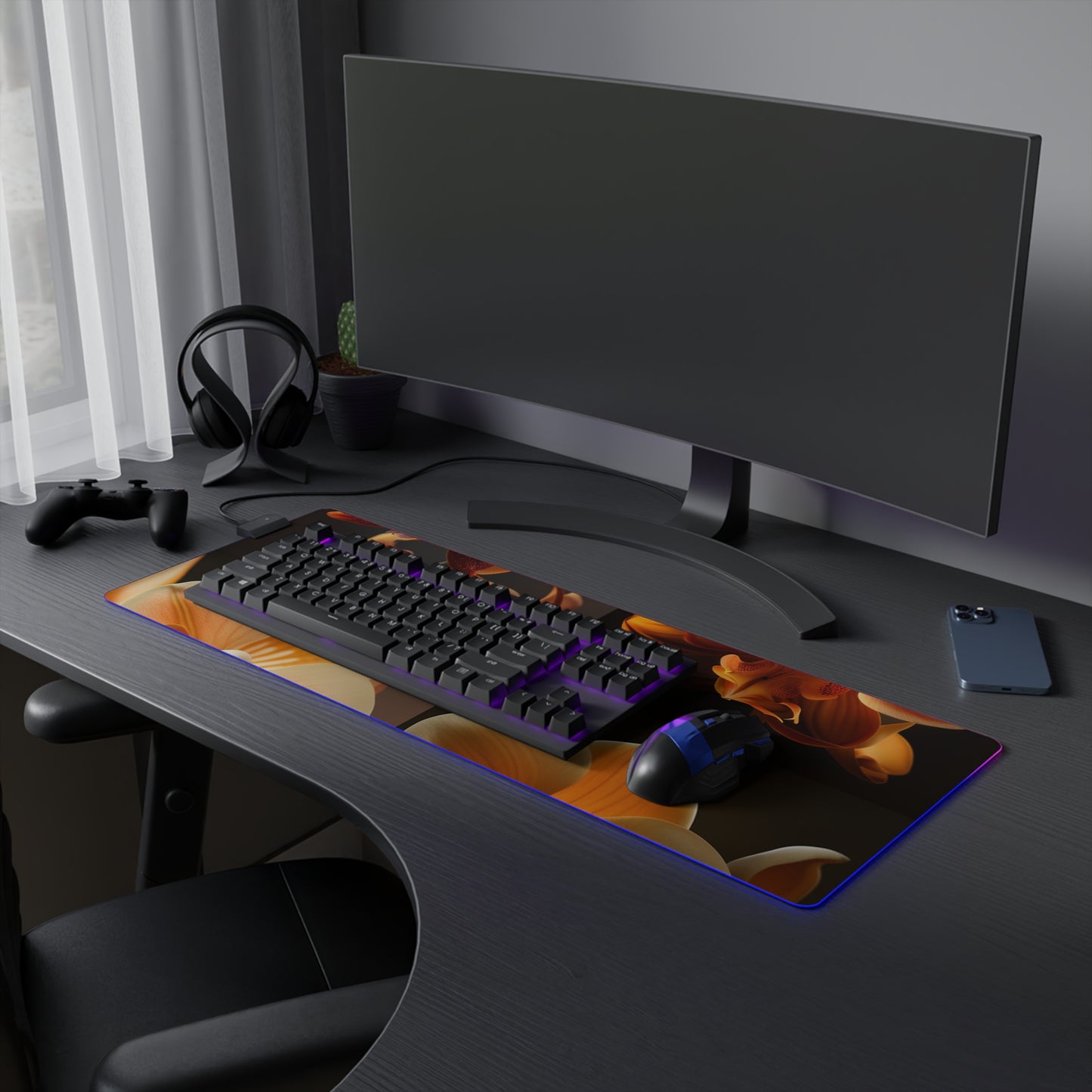 LED Gaming Mouse Pad Orange Orchid 5