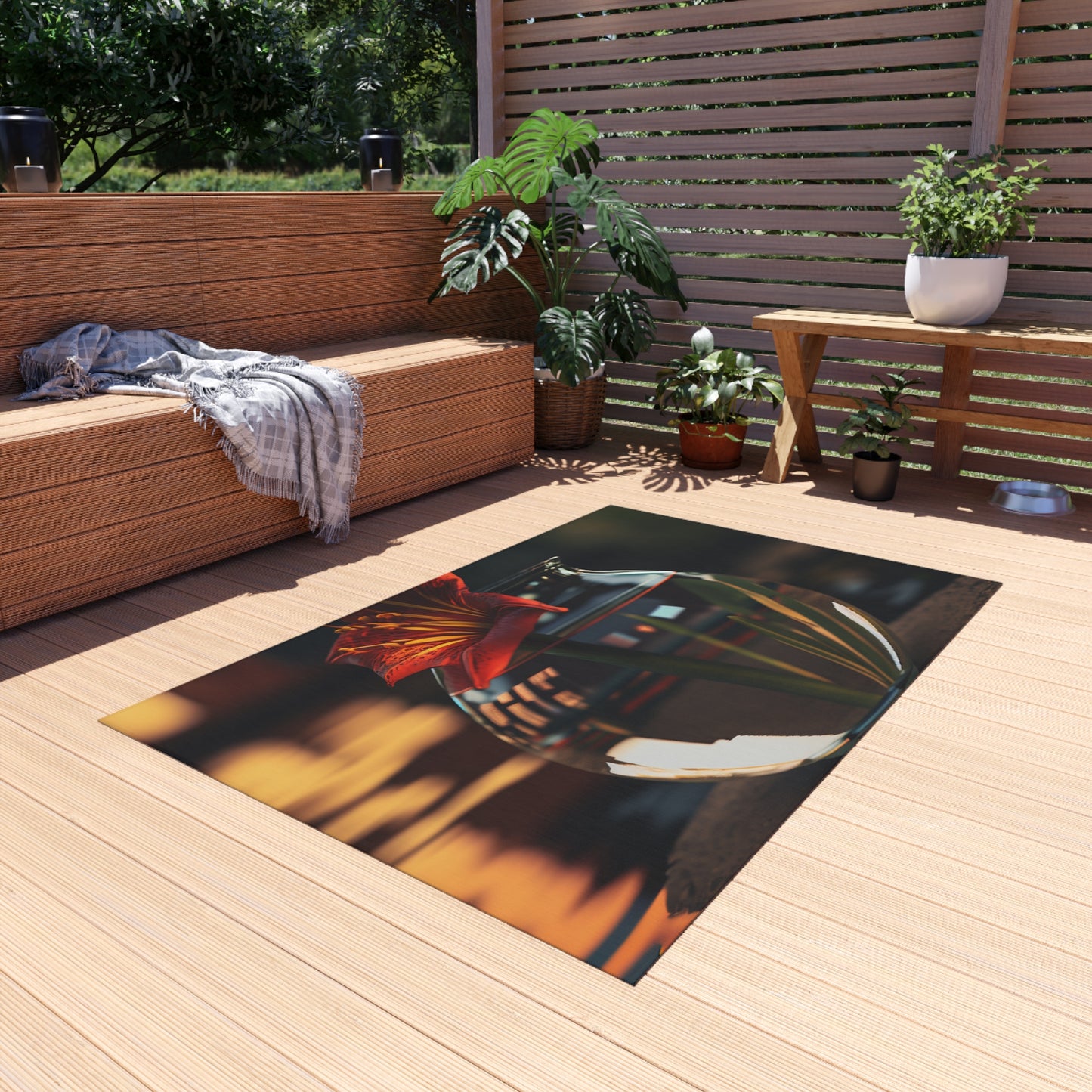 Outdoor Rug  Red Lily in a Glass vase 2