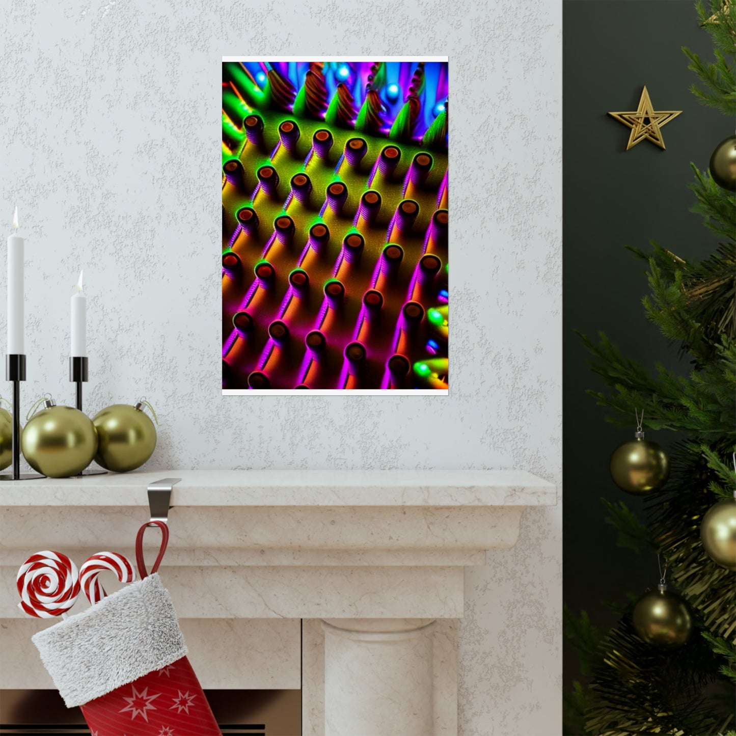posters Macro Cactus neon square 1