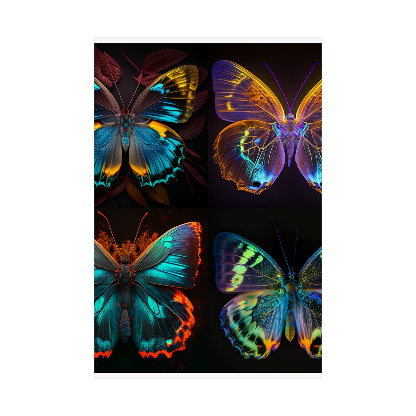 Premium Matte Vertical Posters Neon Butterfly Flair 5