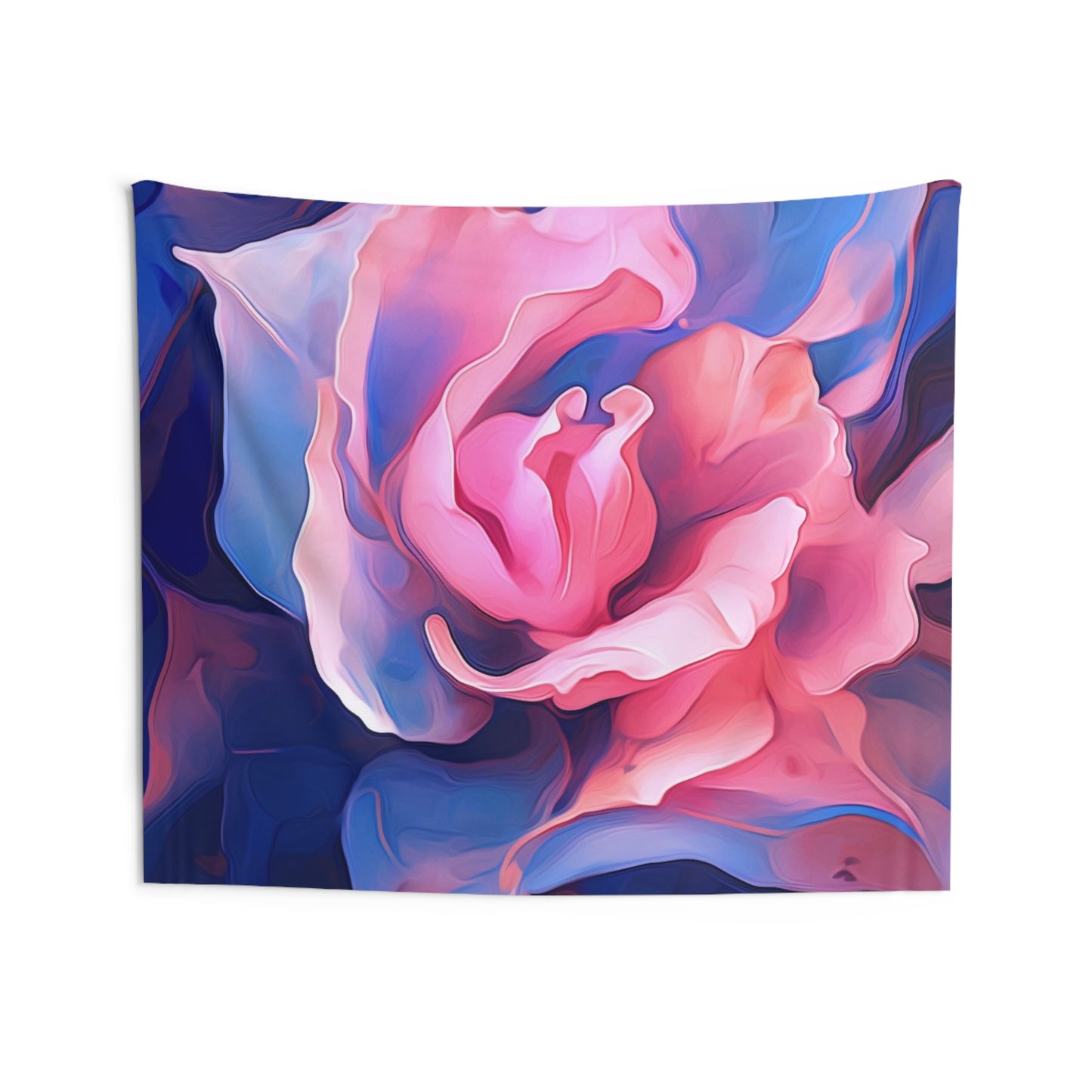 Indoor Wall Tapestries Pink & Blue Tulip Rose 1