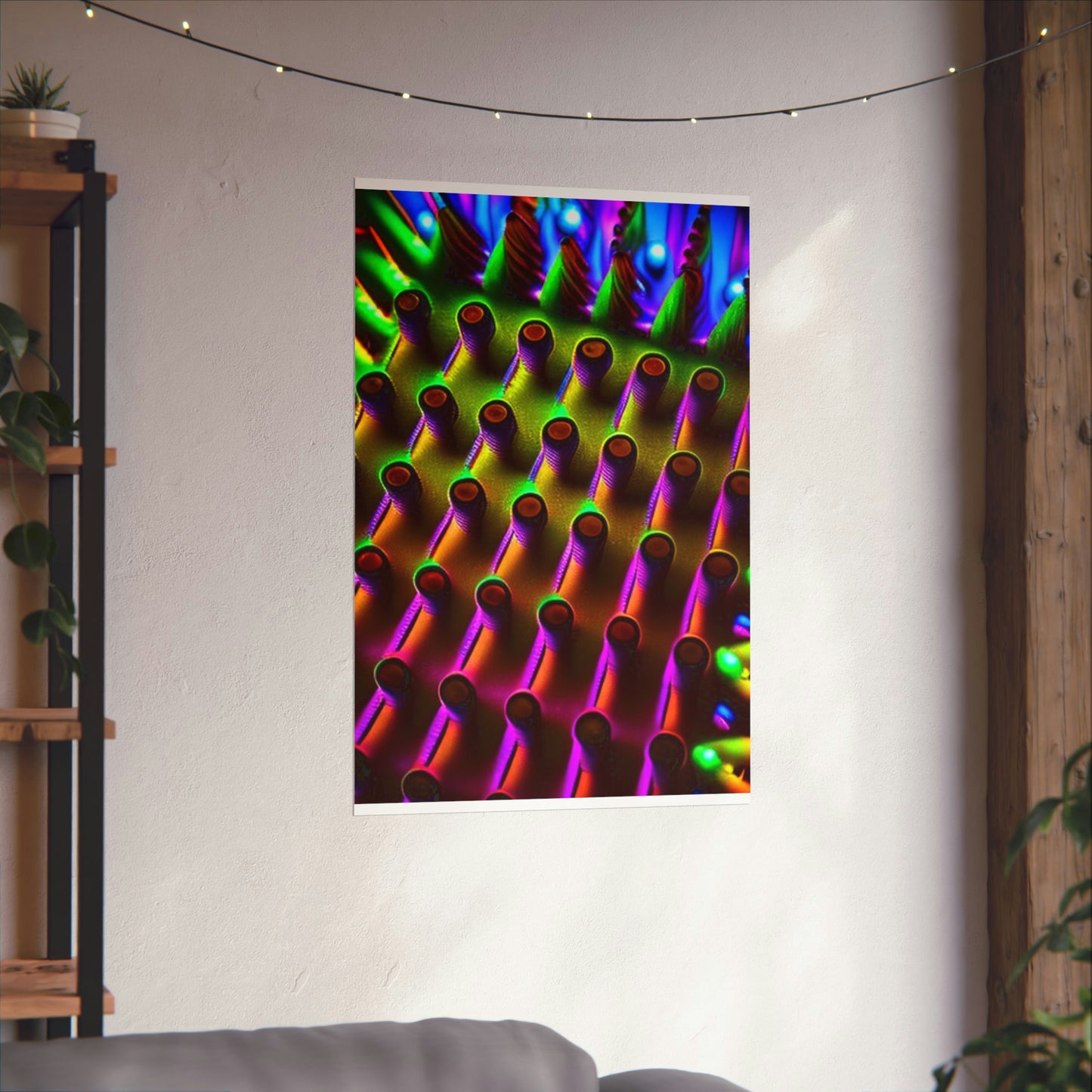 posters Macro Cactus neon square 1