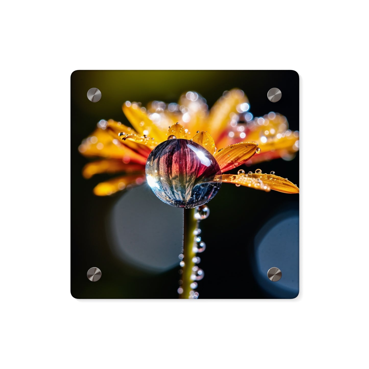 Acrylic Wall Art Panels Water drop Macro Flower 2