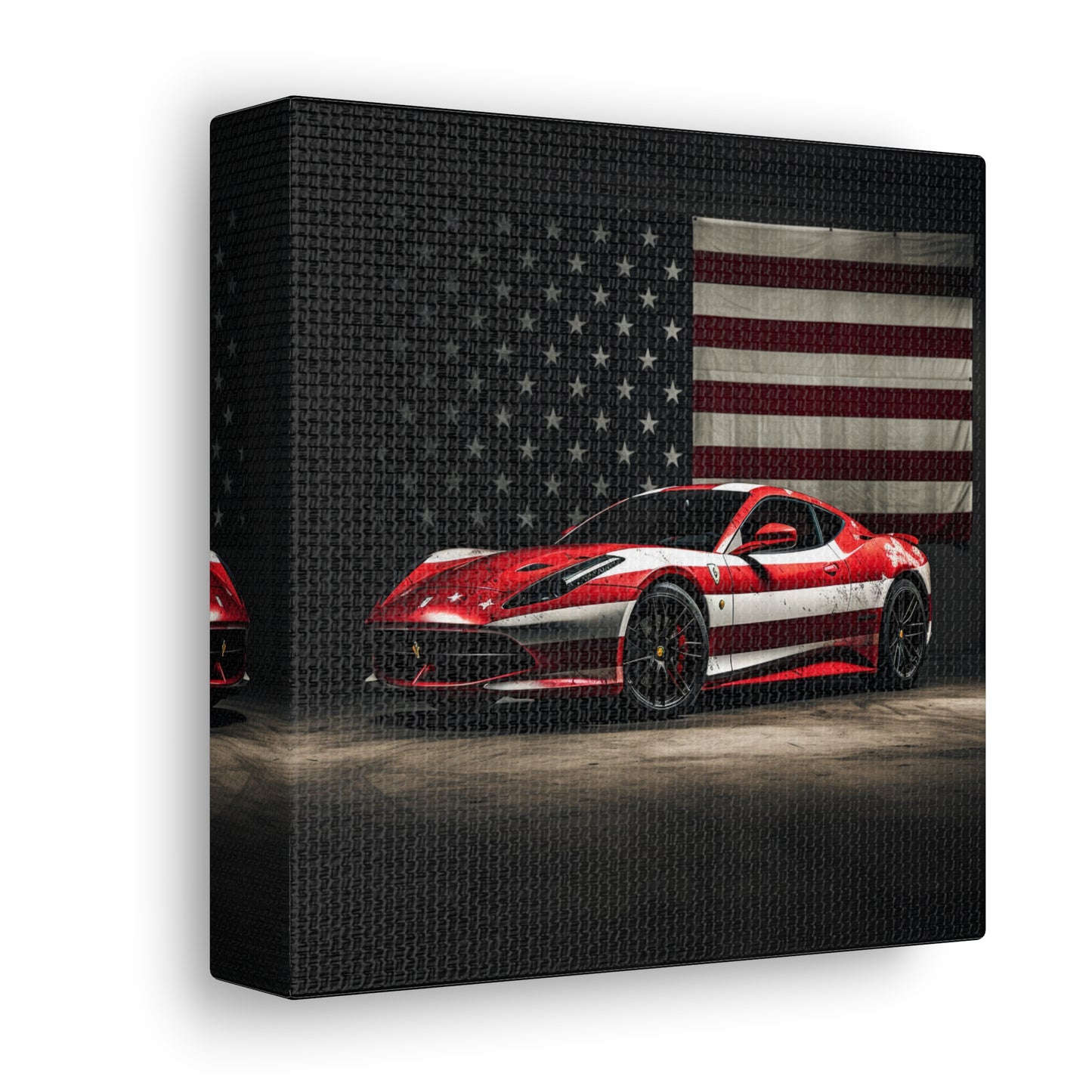 Canvas Gallery Wraps American Flag Background Ferrari 1