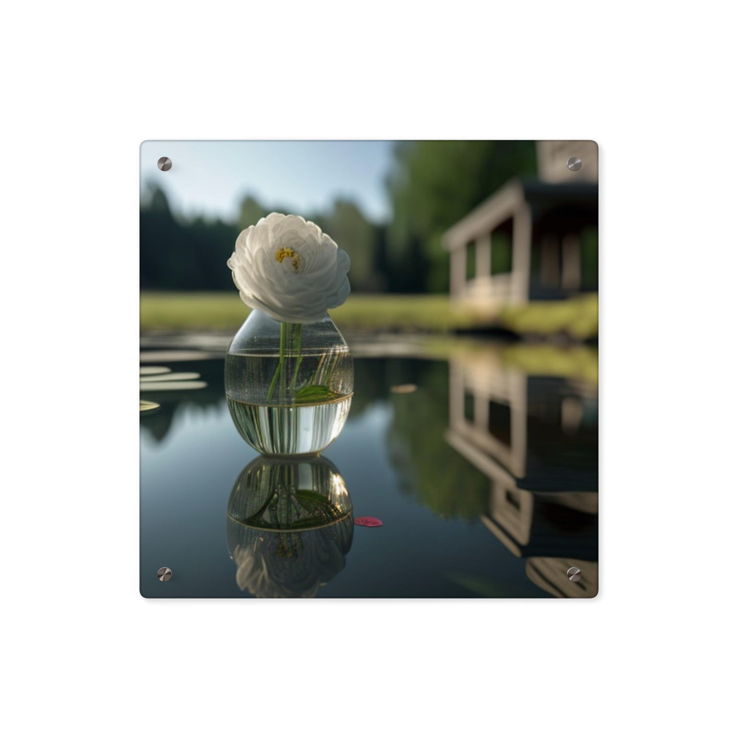 Acrylic Wall Art Panels White Peony glass vase 1