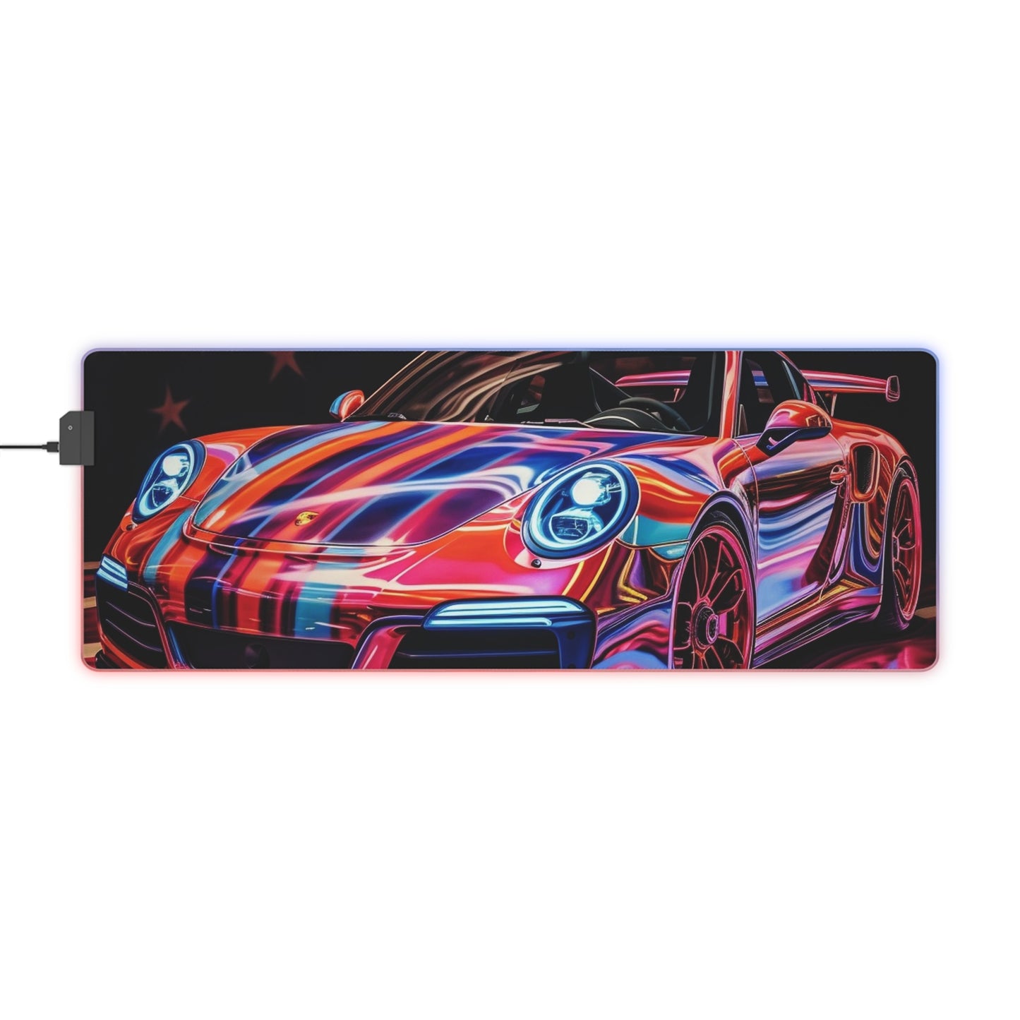 LED Gaming Mouse Pad American Flag Colored Porsche 3